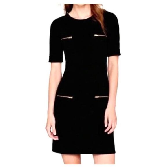 EUC J. Crew Black Wool Blend SS Retro Zipper Dress Size 0 - Picture 1 of 4